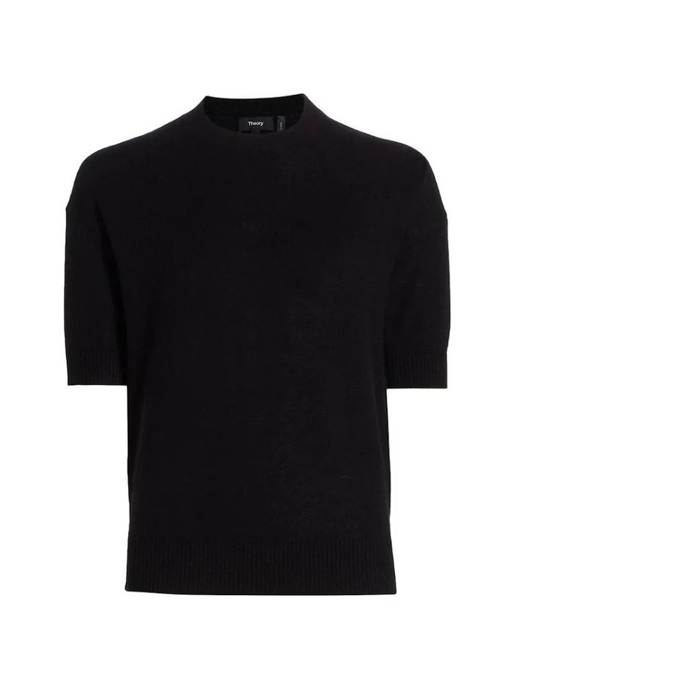 COPY - THEORY  Textured Cashmere Short Sleeve Easy Pull Over Sweater,  Medium